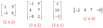 More Matrix Dimension Examples