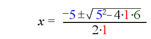 plugging into the quadratic formula