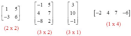 More Matrix Dimension Examples